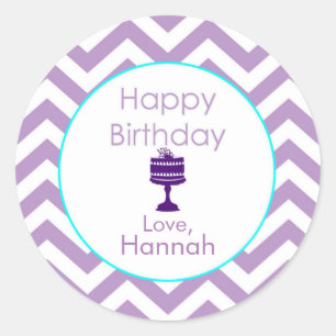 Violet Chevron Personalised Birthday Stickers