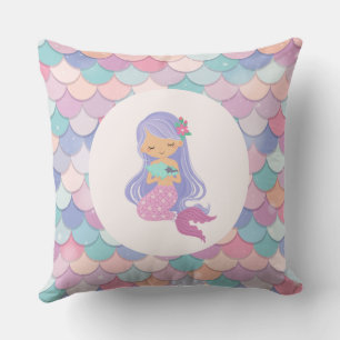 Violet Childish Mermaid  Cushion