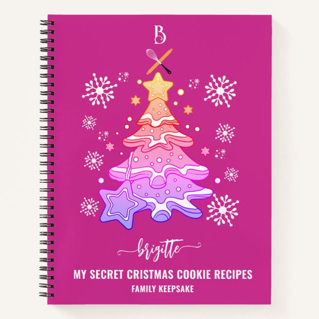Violet Christmas Tree Cookie Baking Crew Snowflake Notebook (Front)