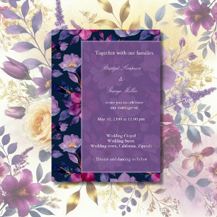 violet colourful wildflower greenery wedding invitation