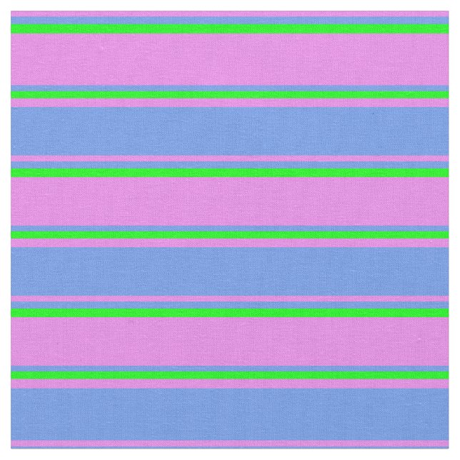 Violet, Cornflower Blue, and Lime Lines Pattern Fabric (Close Up)