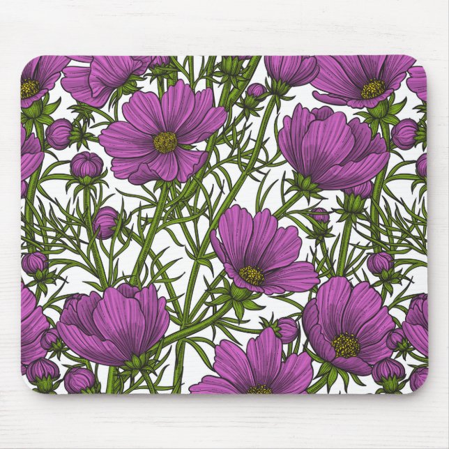 Violet cosmos flowers mouse mat (Front)