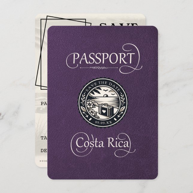 Violet Costa Rica Passport Save The Date (Front/Back)