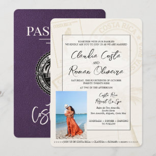 Violet Costa Rica Passport Wedding Invitation