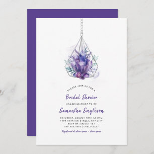 Violet Crystal Bridal Shower Invitations, purple Invitation