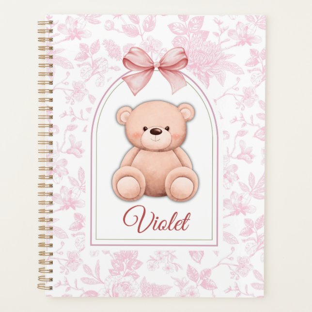 Violet | Custom Pink Teddy Bear Nursery Design  Planner (Front)