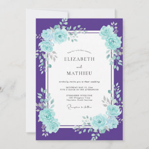 Violet Cyan Petal Wedding Invitation