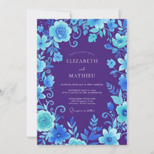 Violet Cyan Vine Wedding Invitation