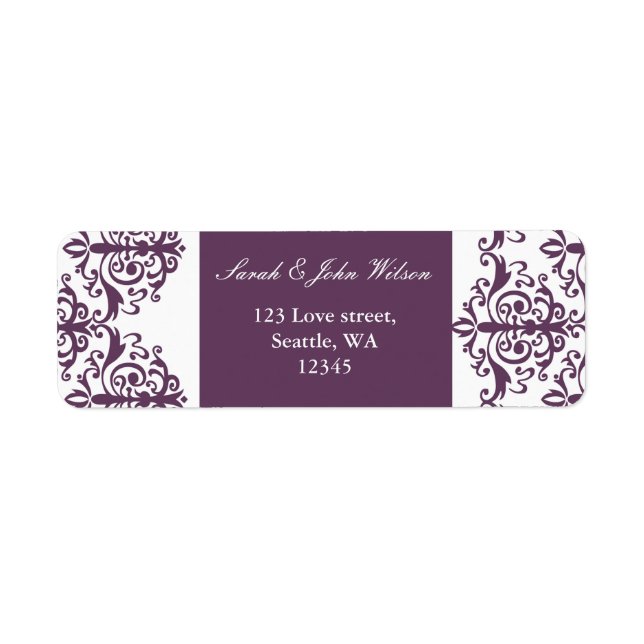 violet damask address lable (Front)