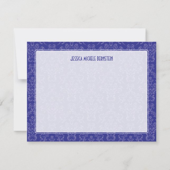 Violet Damask Note Note Card (Front)