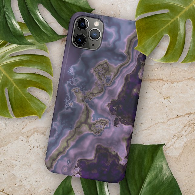 Violet Dark Purple Grey Brown Geode Marble Art iPhone Case (Creator Uploaded)