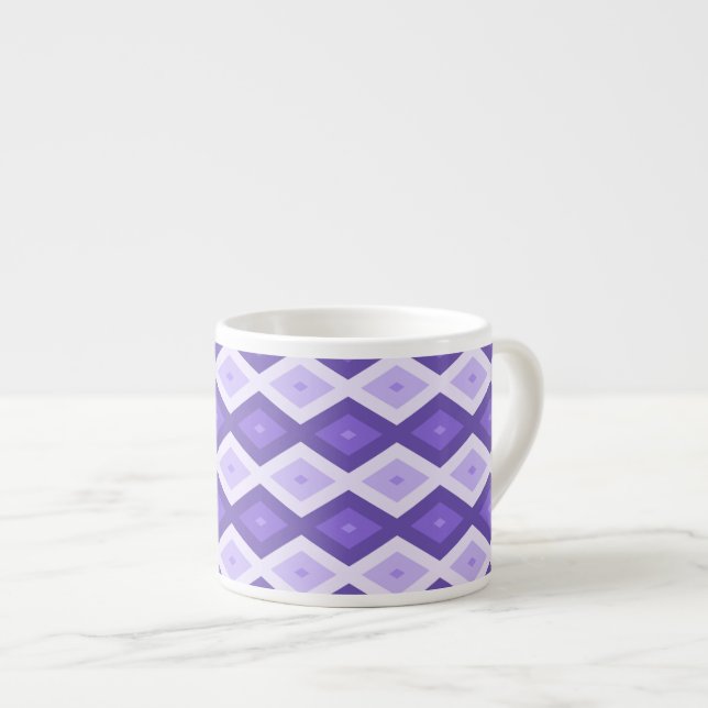 Violet diamond pattern espresso cup (Front Right)