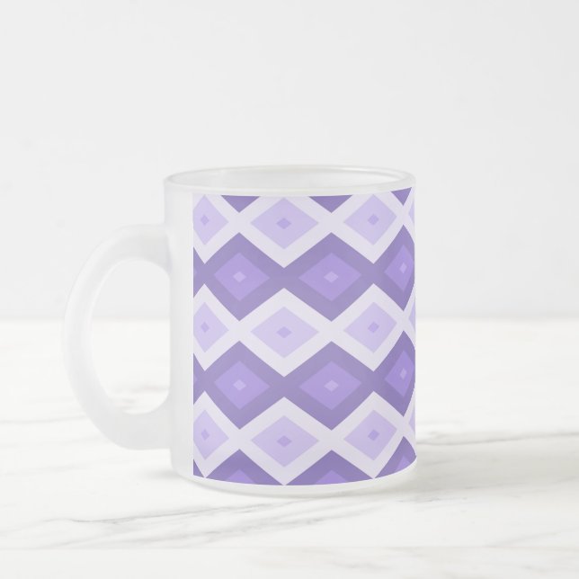 Violet diamond pattern frosted glass coffee mug (Left)