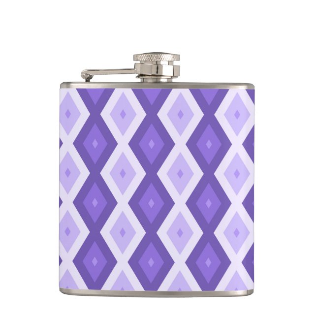 Violet diamond pattern hip flask (Front)