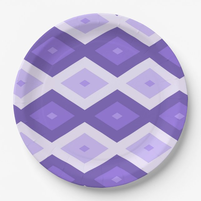 Violet diamond pattern paper plate (Front)