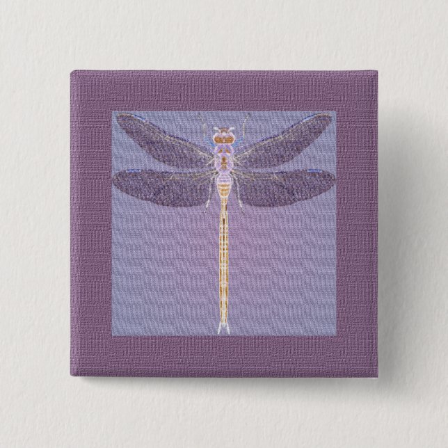 Violet Dragonfly 15 Cm Square Badge (Front)