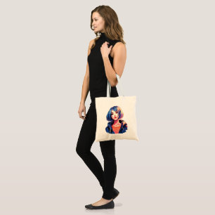 Violet Dream: Anime Girl in Stylish Attire Tote Bag