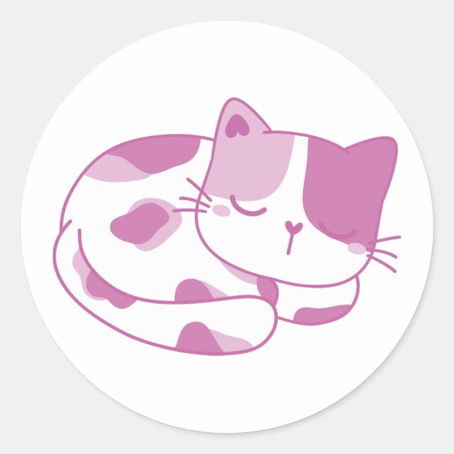 Violet Dreams: Sleeping Kitten Classic Round Sticker (Front)