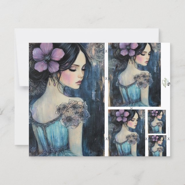 Violet Dreams Watercolor Scrapbook Sheet (Front)