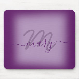 Violet Dusty Purple Minimal Name Monogram Mouse Mat