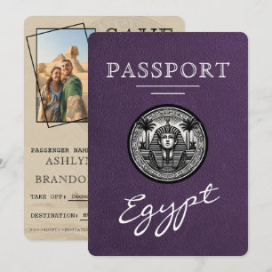 Violet Egypt Passport Wedding Save the Date
