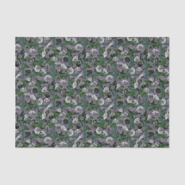 Violet Elegant Floral Roses Tissue Paper (Front)