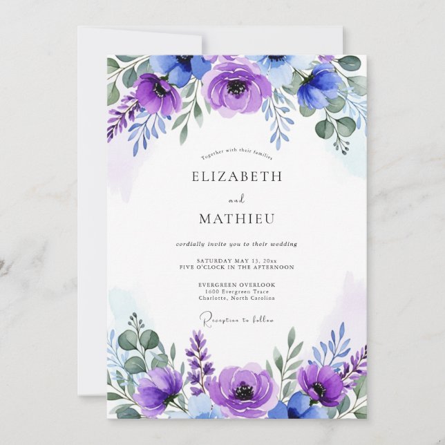 Violet Enchanting Spring Wedding Invitation (Front)