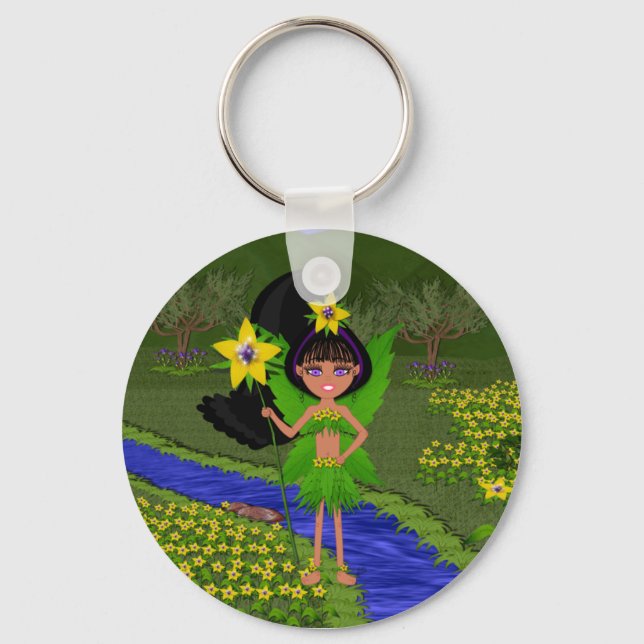 Violet Faery in Field of Flowers Keychain (Front)