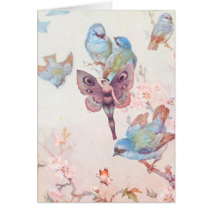 Violet Fairy Girl and Bluebirds