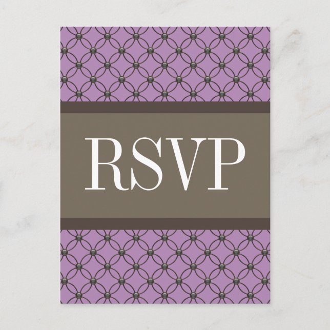 Violet Fancy Lattice RSVP Postcard (Front)