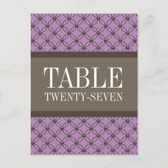 Violet Fancy Lattice Table Number Postcard (Front)