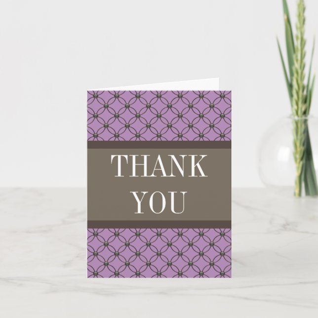 Violet Fancy Lattice Thank You Card (Front)