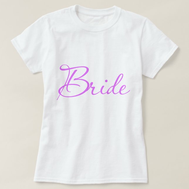 Violet Fancy Script Bride | Bridal Party T-Shirt (Design Front)