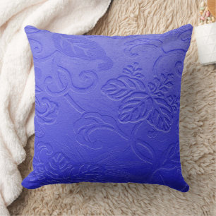 Violet Faux Embossed Leaves Pattern Cushion