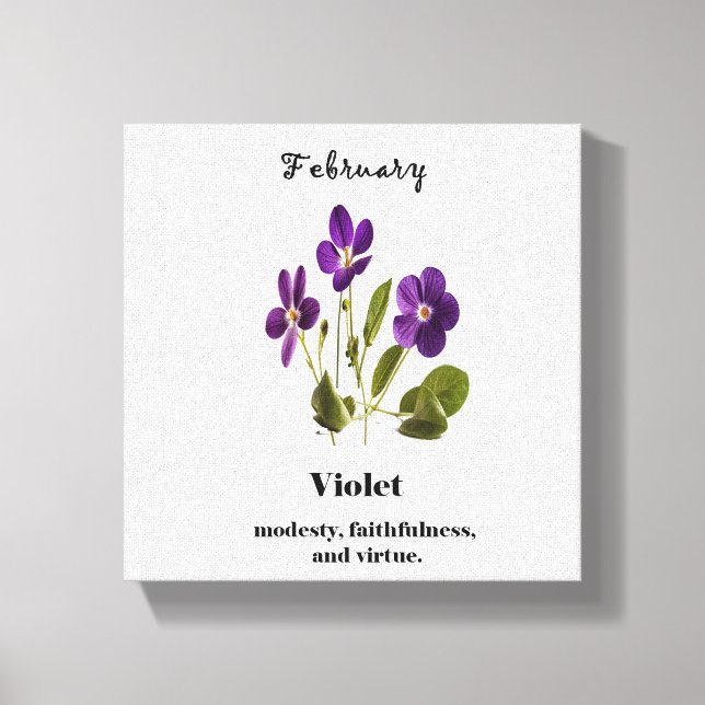 Violet February birth flower canvas print (Front)