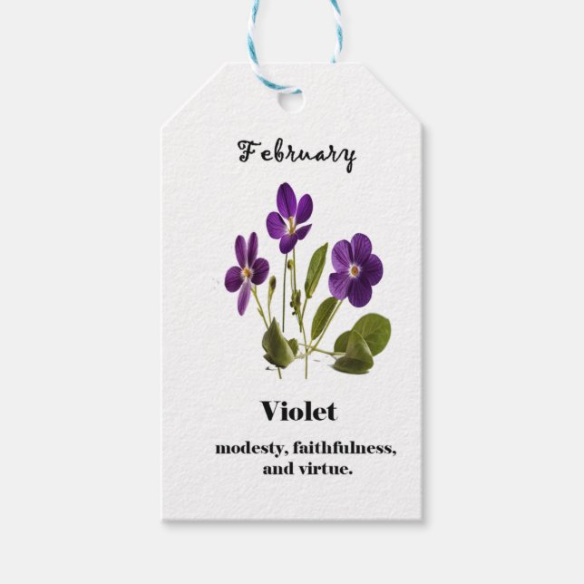 violet february birth month flower gift tag (Front)