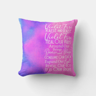 Violet Fire Inspirational Prayer Pruple Cushion