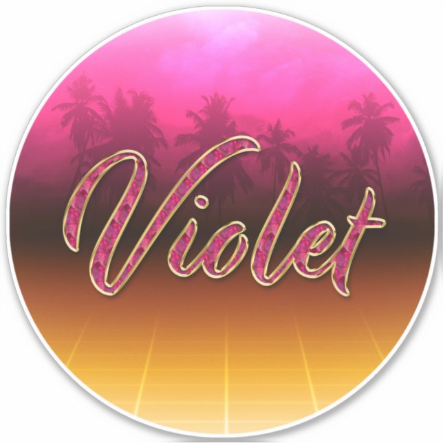 Violet First Name Golden pink sticker (Front)