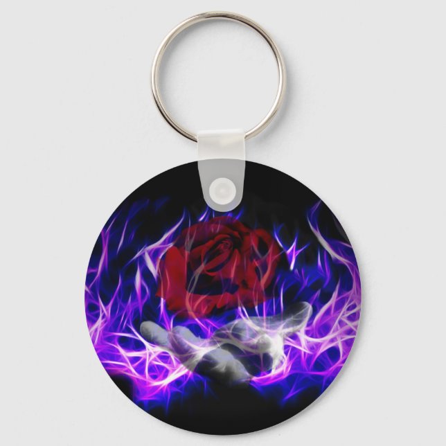 Violet flame rose and Gods hand Key Ring (Front)