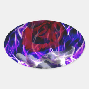 Violet flame rose and Gods hand Oval Sticker