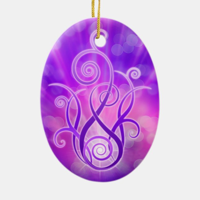Violet Flame / Violet Fire Ceramic Tree Decoration (Back)