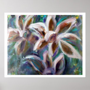 Violet Floral Abstract Art Poster