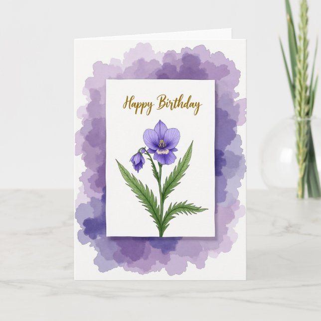 Violet Floral Birthday Card (Front)