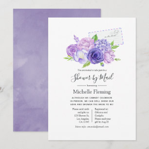 Violet Floral Bridal or Baby Shower by Mail Invitation