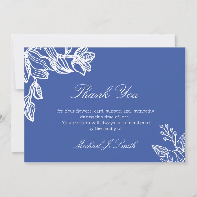 Violet Floral Graphic  Modern Funeral Sympathy Thank You Card (Front)