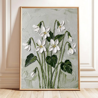 Violet Floral Print Art Canvas Wall Decor