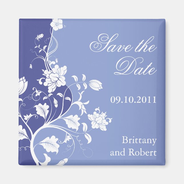 Violet Floral Save The Date Magnet (Front)