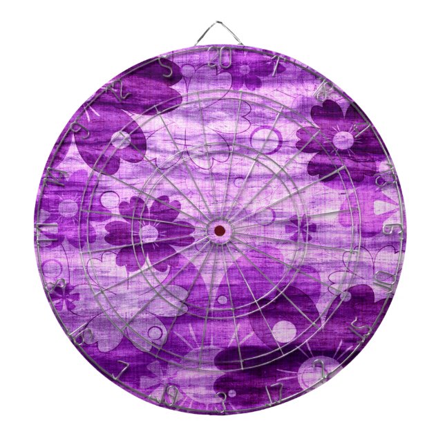 Violet Floral Vintage Dartboard (Front)