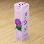 Violet Floral Watercolor Wash Monogram Wine Box<br><div class="desc">Violet floral with green leaves against a purple violet white watercolor wash background on three sides.  Personalise Bride and Grooms Monogrammed Initials and Wedding Date in black text.  Love is written in pretty black script on top.  Original Artwork Design by TamiraZDesigns.</div>