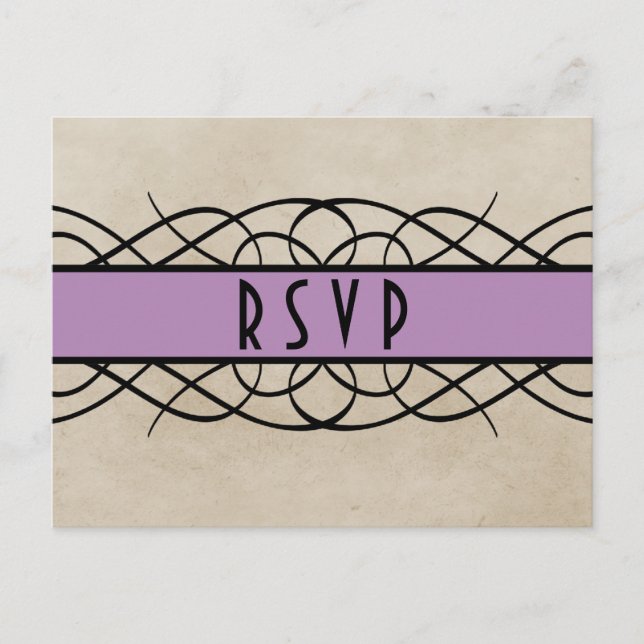 Violet Flourish Border RSVP Postcard (Front)